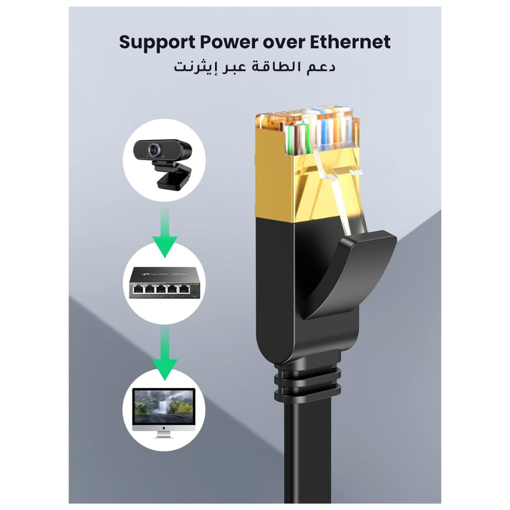 UGREEN Cat7 LAN Cable 10M – High-Speed 10Gbps Flat Shielded