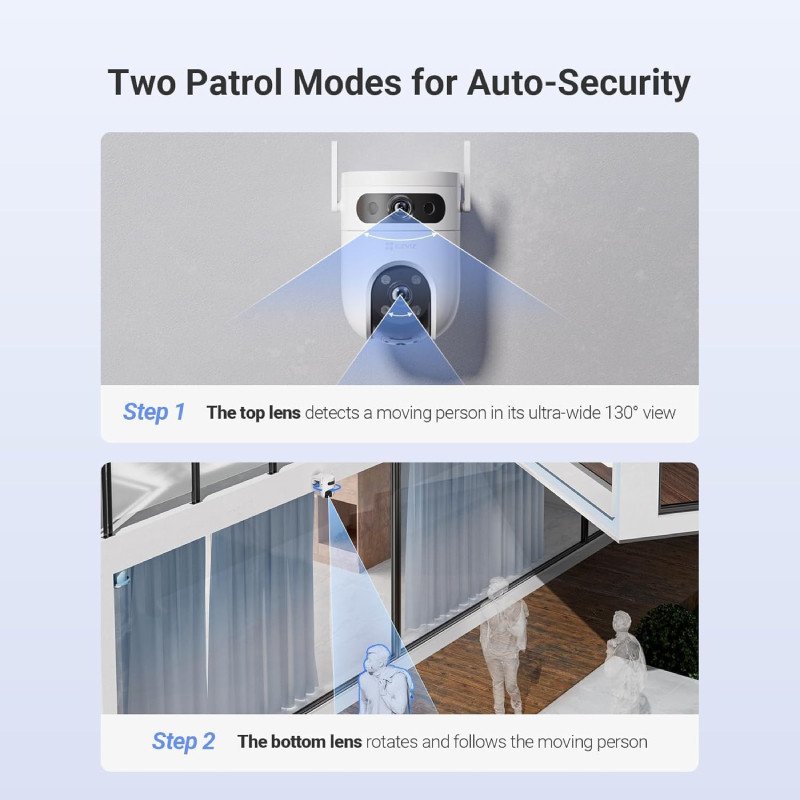 EZVIZ H9c 3K Dual-Lens Smart Wi-Fi Security Camera | 360° Pan, AI Detection, Color Night Vision, Outdoor