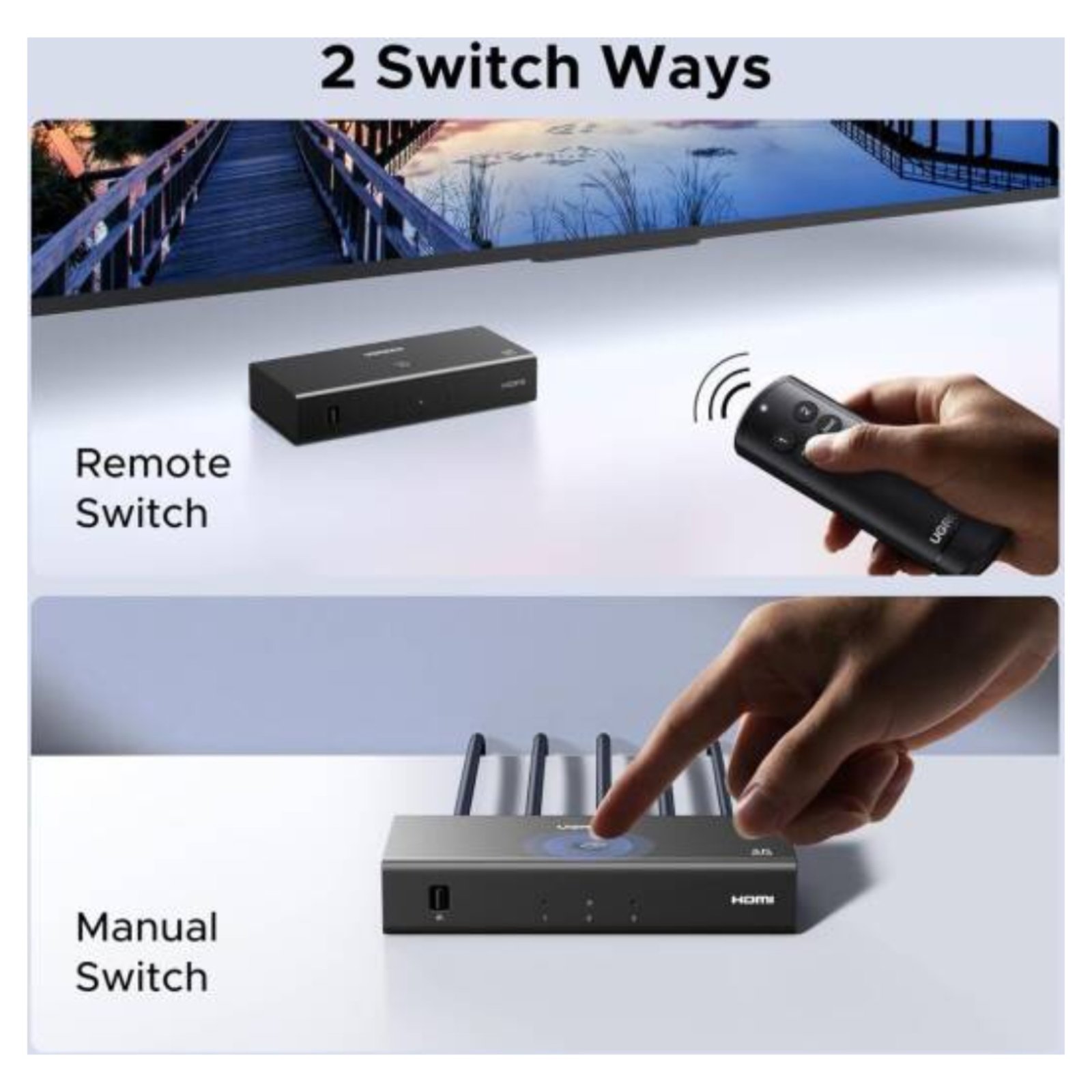 UGREEN 55857 - 3 IN 1 OUT HDMI Switch – 4K HDMI Splitter with Remote Control