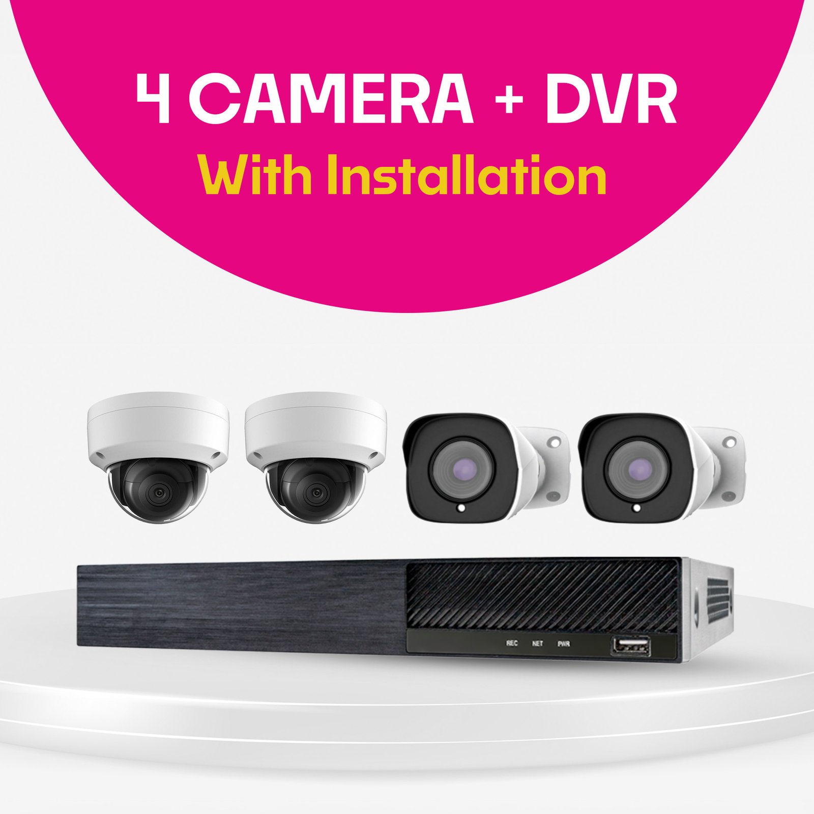 2MP Analog CCTV Camera Package + Installation (4 Cameras + DVR -) Hikvision / Dahua