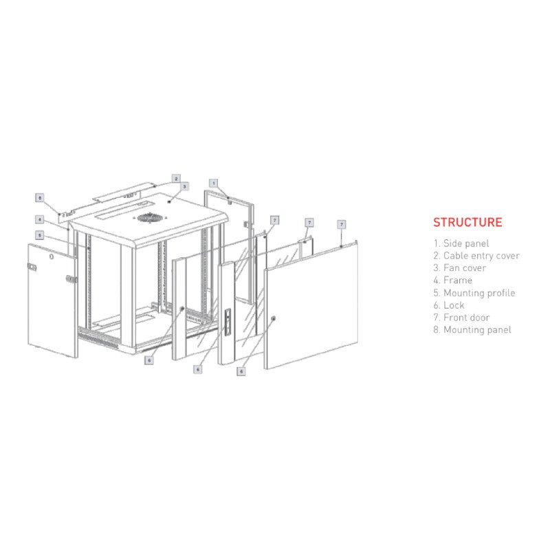 Norden 1311-126610BK 12U Network Cabinet – 600x600 Wall Mount Data Cabinet