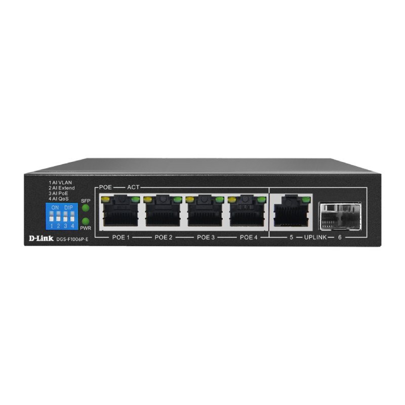 D-Link DGS-F1006P-E 6-Port Gigabit PoE Switch with SFP Uplink (60W)