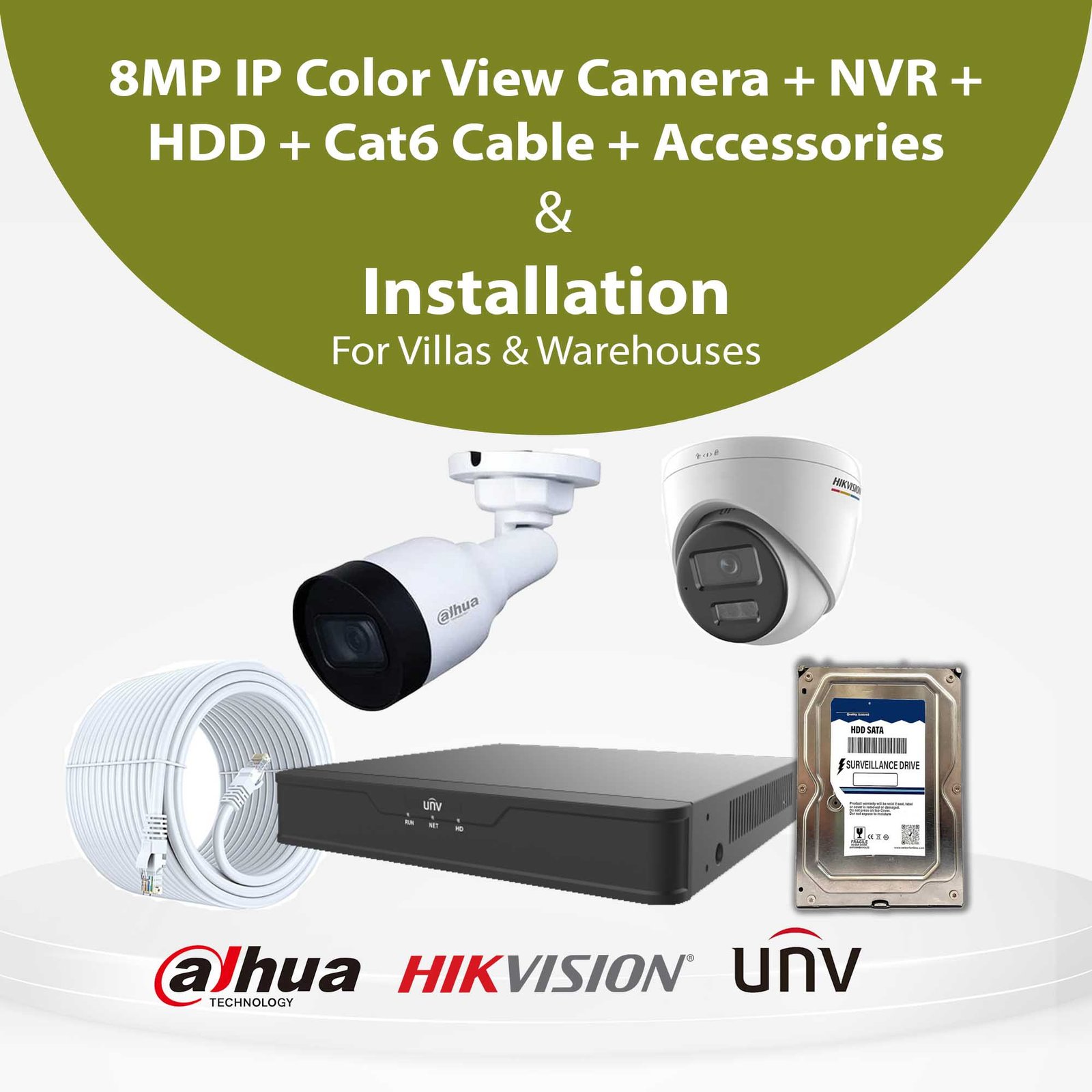 8MP IP Colour View CCTV Camera With Installation for Villas & Warehouses