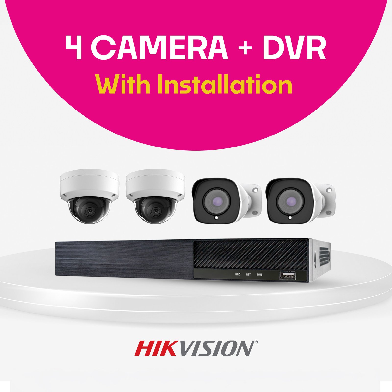 2MP HD Bullet/Dome IP Camera 4Pcs + Installation